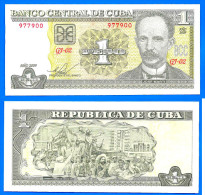 Cuba 1 Peso 2009 UNC Jose Marti Kuba Pesos Neuf UNC Skrill Bitcoin - Cuba