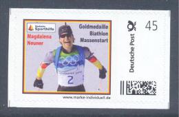 GERMANY 2010 Vancouver Olympic Games Personalized Stamp - Biathlon - Women´s 12.5 Km Mass Start Gold Magdalena Neuner - Hiver 2010: Vancouver