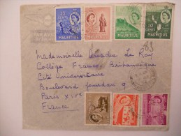 Maurice Lettre De 1954 Pour Paris , Affranchissement Recto , Verso - Mauritius (...-1967)