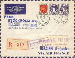 1° Service En Reprise Service Postal Aérien Paris-Helsinki 16/08/45 - Primi Voli