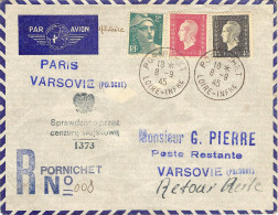 1° Service En Reprise Service Postal Aérien Paris-Prague 09/09/45 - Primi Voli