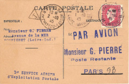 1° Service Postal Aérien Nantes Paris 01/10/45 - Primeros Vuelos