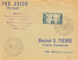 1°ouverture De Liaison Aérienne Postale De Nuit 26/10/45 Le Bourget Pau - Primi Voli