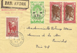 1°  Liaison Aérienne Retour Paris-Tananarive Via Khartoum Et Djibouti 05/11/45 - First Flight Covers