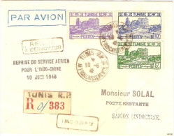 AIR FRANCE Ouverture (Paris)-Tunis-Saigon 11/06/46 - Erst- U. Sonderflugbriefe