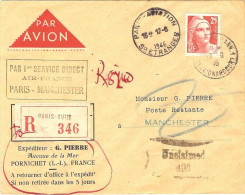 AIR FRANCE Ouverture Paris-Manchester 17/06/46 - First Flight Covers