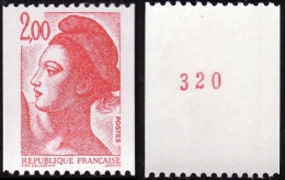 Roulette  Y&T  2277 A  -  Liberté  2f  - NEUF** Avec N° Rouge - Cote 2.30e - Coil Stamps
