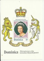 DOMINICA -1978 - LOT OF 20  QUEEN ELISABETH II CORONATION 1953-1978 SOUVENIR SHEET WITH 1 STAMP OF $ 5.00 - Dominica (1978-...)