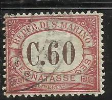 SAN MARINO 1924 SEGNATASSE TAXE DUE TASSE CENT. 60 USATO USED - Impuestos