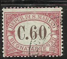 SAN MARINO 1924 SEGNATASSE TAXE DUE TASSE CENT. 60 USATO USED - Impuestos