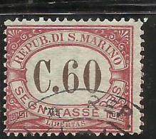 SAN MARINO 1924 SEGNATASSE TAXE DUE TASSE CENT. 60 USATO USED - Postage Due