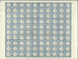 SAN MARINO 1939 SEGNATASSE TAXE TASSE DUE CENT. 20 FOGLIO INTERO SHEET MNH - Impuestos