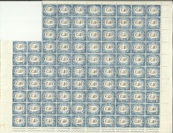 SAN MARINO 1939 SEGNATASSE TAXE TASSE DUE CENT. 40 FOGLIO QUASI INTERO SHEET ALMOST COMPLETE 94 STAMPS MNH - Impuestos