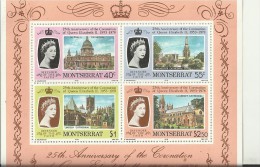 MONTSERRAT-1978  - 5 SETS QUEEN ELISABETH II CORONATION 25TH ANNIVER. 1953-1978 SOUVENIR S WITH 4 STAM.:OF:40-55-CENTS+$ - Montserrat