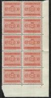 ITALIA REGNO ITALY KINGDOM 1945 LUOGOTENENZA SEGNATASSE TAXE TASSE DUE SENZA FILIGRANA MNH CENT. 30 BLOCCO DI 10 - Postage Due