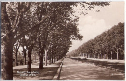 Danzig LANGFUHR Grosse Allee Braune Fotokarte Straßenbahn Tram Belebt OldtimerTOP-Erhaltung Ungelaufen - Danzig