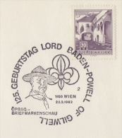 ÖSTERREICH:1982:Illustrated Date Cancellation On Fragment: ## 125. Geburtstag LORD BADEN-POWELL Of GILWELL ## : SCOUTISM - Brieven En Documenten