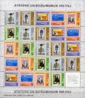 Briefmarken Auf Marken Der Türkiye 1981 Türkei 2551/6 Im 25-KB ** 80€ 100.GT Atatürk Bloque M/s Bloc Se-tenant Bf Turkye - Blocks & Sheetlets