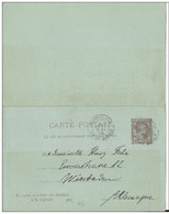 MONACO - 1892 - CARTE ENTIER POSTAL Avec REPONSE PAYEE Pour WIESBADEN (ALLEMAGNE) - Enteros  Postales