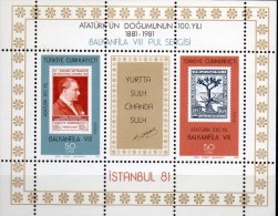 Ölbaum Balkanphila 1981 Türkei Block 20 ** 4€ Stamp On Stamp Ölblume Bloque Hoja Bloc Ms EXPO Philatelic Sheet Bf Turkey - Blocks & Kleinbögen