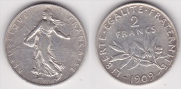 2 FRANCS SEMEUSE  1909 En ARGENT (voir Scan) 1 - I. 2 Francs