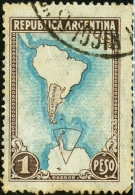 ARGENTINA, 1951, MAPPA SUDAMERICA, FRANCOBOLLO USATO, Michel 583 - Oblitérés