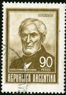 ARGENTINA, 1967, COMMEMORATIVO, GUILLERMO BROWN, FRANCOBOLLO USATO, Scott 828 - Usados