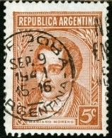 ARGENTINA, 1935-1951, COMMEMORATIVO, MORENO, FRANCOBOLLO USATO, Scott A134 - Usados