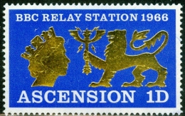 ASCENSION, COMMEMORATIVO, BBC RELAY STATION, 1966, FRANCOBOLLO USATO, Scott 111 - Ascension