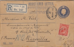 Registered Letter London  N° 47 :  26.5.1919 Of Marseille - Stamped Stationery, Airletters & Aerogrammes