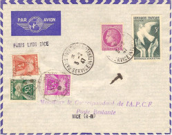 AIR FRANCE Inauguraton De La Ligne Paris-Lyon-Nice Quotidien 03/2/47 - First Flight Covers