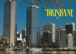 6281- POSTCARD, BRISBANE- AMP TWIN TOWERS, RIVER BANKS, SHIPS - Brisbane