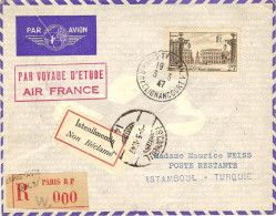 AIR FRANCE Voyage D´études Ligne Paris-Istanbul 04/03/47 Courrier Ordinaire - First Flight Covers
