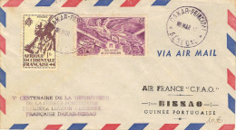 AIR FRANCE 1° Prolongement De (Paris)-Dakar-Ziguinchor Jusqu´à Bissao 06/03/47 Enveloppe Spéciale Air France - Premiers Vols