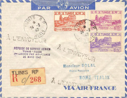 AIR FRANCE Reprise Du Service Aérien Tunis-Rome 1°liaison 25/03/47 - Primeros Vuelos