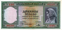Greece 1000 Drachmai Banknote 1.1.1939,P.110a,as Scan - Griechenland