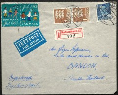 Denmark Registered Letter To Thailand By Air Mail  København 32.   14-12-1953  ( Lot 4486 ) - Brieven En Documenten