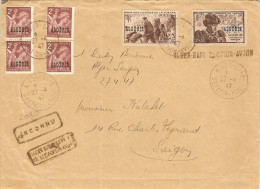 AIR FRANCE Rare 1ère Admission Du Courrier D´Alger Par Tunis Sur La Ligne Paris-Saigon 27/04/47 Rare ! - First Flight Covers