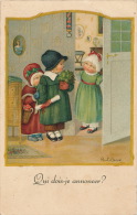 ENFANTS - Jolie Carte Fantaisie Fillettes " Qui Dois-je Annoncer ?" Signée PAULI EBNER - Ebner, Pauli