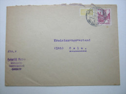 1949, Wohnungsbaumarke Auf Brief   Aus Unterreichenbach - Württemberg