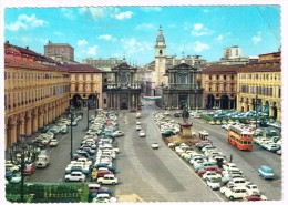 K1235 Torino - Piazza San Carlo E Chiese - Auto Cars Voitures Bus Autobus / Viaggiata 1965 - Places