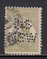 Australia Used Scott #47 3p Kangaroo And Map, Die I 'OS NSW' Perfin Variety: Broken Frameline To Right Of Last "E" - Gebruikt