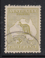 Australia Used Scott #47a 3p Kangaroo And Map, Die II - Gebruikt