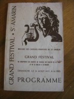 Grand Festival Du Groupement Des Sociétés De Musique 21 Aout 1955 à ST Amarin  Programme Avec Pubs D époque - Musique