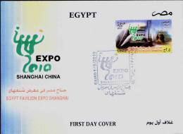 EGYPT / 2010 / EGYPT PAVILION EXPO SHANGHAI / CHINA / EGYPTOLOGY / THE PYRAMID & SPHINX / FDC/ VF/ 3 SCANS  . - Storia Postale