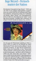 50 Jahre Deutschland TK O 364/96 ** 32€ Telefonkarten Fernseh-Schauspielerin Inge Meysel TV-artist Tele-card Of Germany - O-Series : Series Clientes Excluidos Servicio De Colección