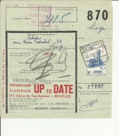 BELGIUM 1957 - BORDEREAU COLIS POSTEAUX  AVEC TIMBRE COLIS P. 19 (EX 18) F. NR 870  DE BRUXELLES A LIEGE AUG 6,1957 DE A - Bagagli [BA]