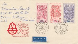 Czechoslovakia / First Day Cover (1958/04 A) Praha 3 (d): World Exhibition In Brussels 1958 - To USA (I7961) - 1958 – Bruxelles (Belgique)