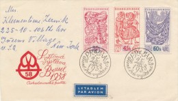 Czechoslovakia / First Day Cover (1958/04 A) Praha 3 (d): World Exhibition In Brussels 1958 - To USA (I7961) - 1958 – Brussels (Belgium)
