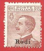 ITALIA REGNO COLONIE OCCUPAZIONI - MH - 1917 - RODI - Serie Ordinaria - Cent. 85 - S. 13 - Castelrosso